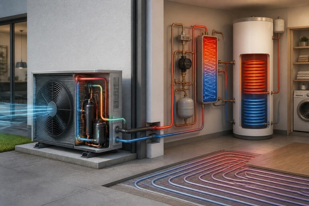 découvrez le fonctionnement d'une pompe à chaleur air-eau avec un schéma explicatif et des informations sur son rendement énergétique pour optimiser votre chauffage.